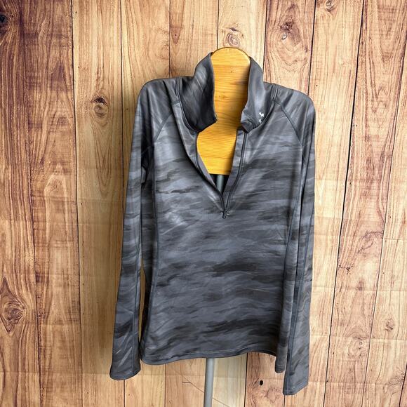 Under Armour Half Zip Coldgear Gray Camo Long Sleeve Size M - Picture 3 of 11